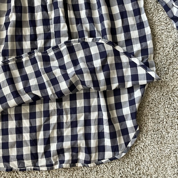 Love fire Off the shoulder blouse plaid blue and white tunic top size medium - Picture 3 of 4